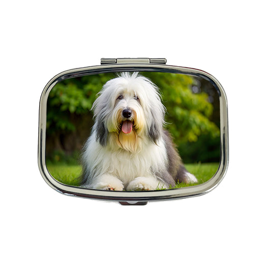 Old English Sheepdog Dog Photo Travel Pill Box Case