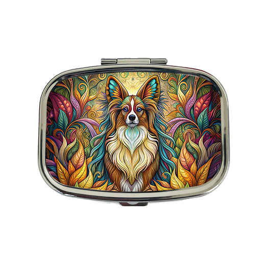 Papillion Dog Art Nouveau Travel Pill Box Case