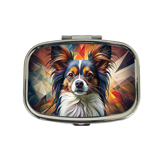 Papillion Dog Contemporary Art Travel Pill Box Case