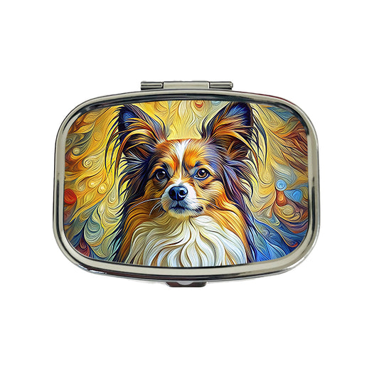 Papillion Dog Expressionism Art Travel Pill Box Case