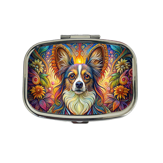 Papillion Dog French Bohemian Art Travel Pill Box Case