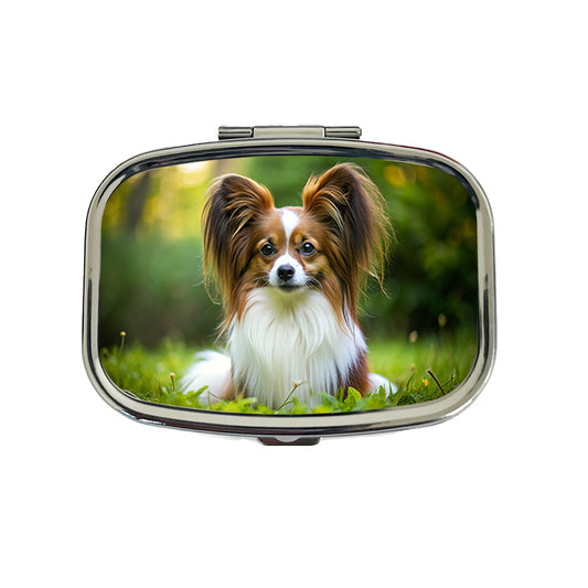 Papillion Dog Photo Travel Pill Box Case