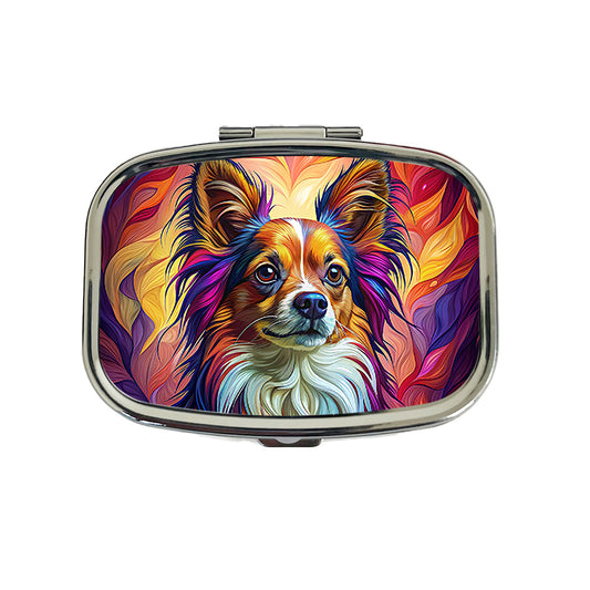 Papillion Dog Pop Art Travel Pill Box Case