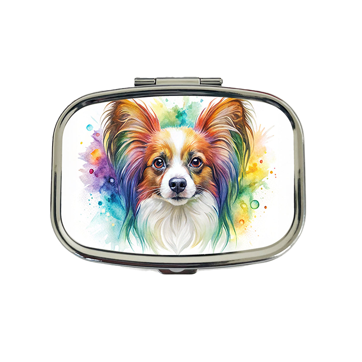 Papillion Dog Watercolor Style Travel Pill Box Case