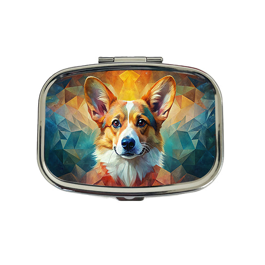 Pembroke Welsh Corgi Dog Abstract Art Travel Pill Box Case
