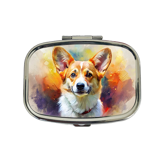 Pembroke Welsh Corgi Dog Expressionism Art Travel Pill Box Case