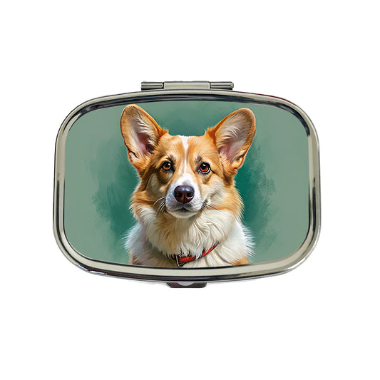 Pembroke Welsh Corgi Dog Illustration Travel Pill Box Case