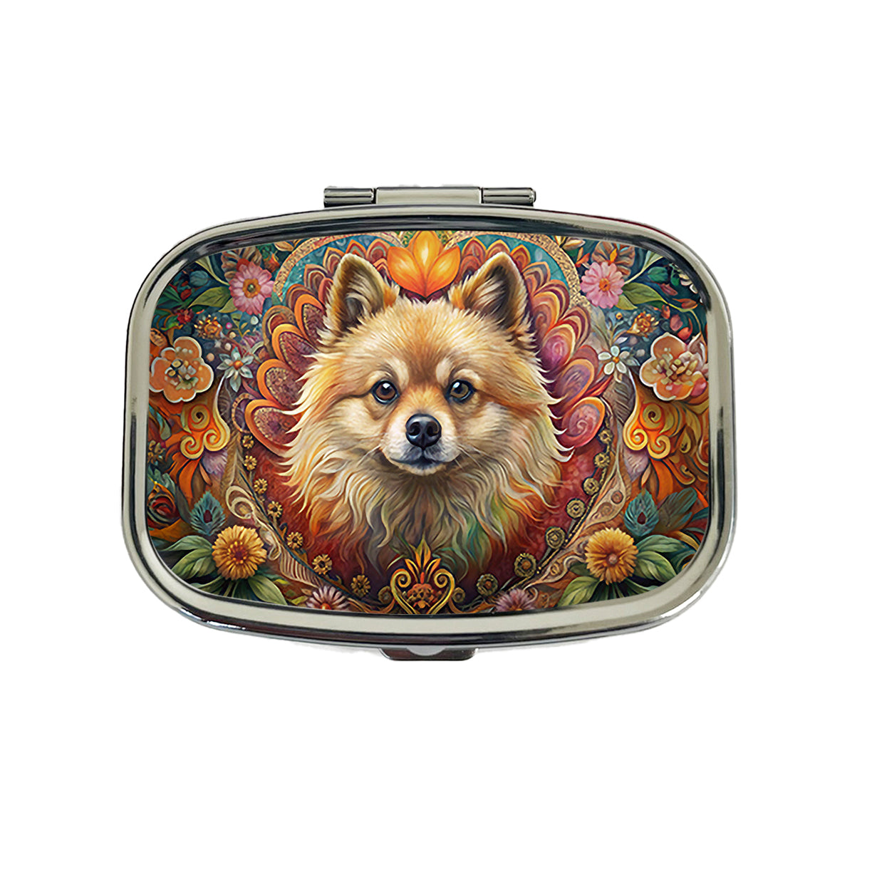 Pomeranian Dog Bohemian Art Travel Pill Box Case