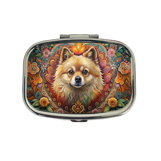 Pomeranian Dog Bohemian Art Travel Pill Box Case