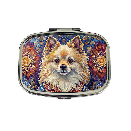 Pomeranian Dog French Bohemian Art Travel Pill Box Case
