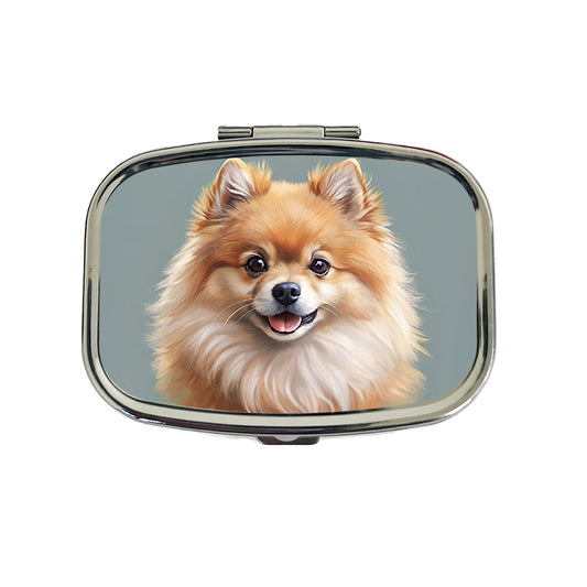Pomeranian Dog Illustration Travel Pill Box Case