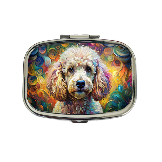 Poodle Dog Abstract Art Travel Pill Box Case