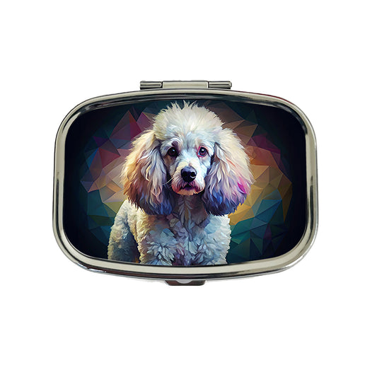 Poodle Dog Abstract Stylized Art Travel Pill Box Case