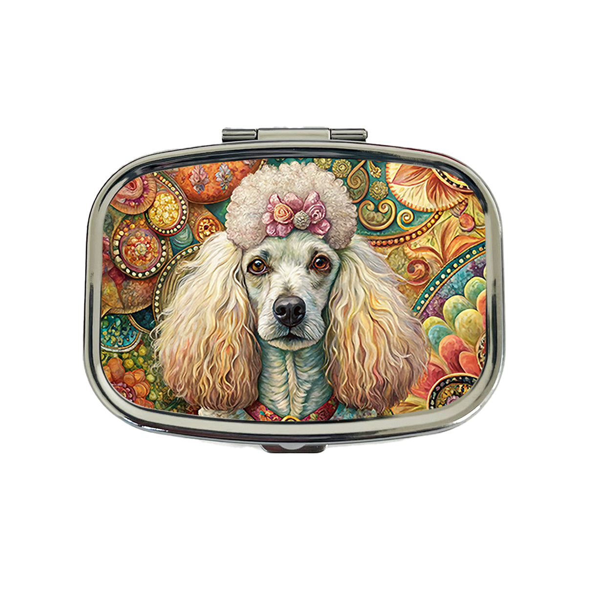 Poodle Dog French Bohemian Art Travel Pill Box Case