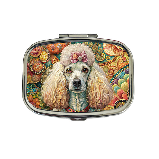 Poodle Dog French Bohemian Art Travel Pill Box Case