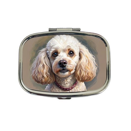Poodle Dog Illustration Travel Pill Box Case