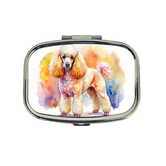 Poodle Dog Watercolor Style Travel Pill Box Case