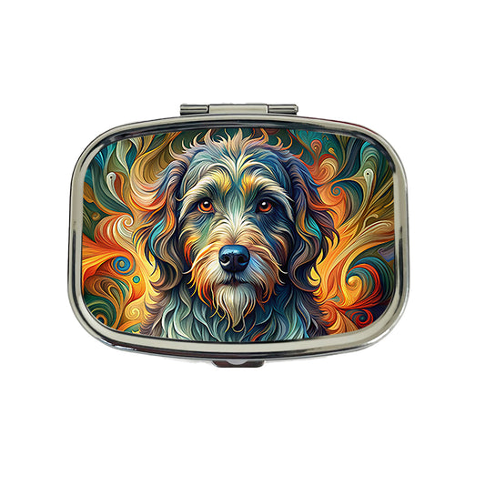 Portuguese Water Dog Abstract Stylized Art Travel Pill Box Case