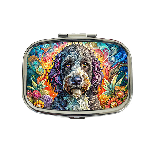 Portuguese Water Dog Bohemian Art Travel Pill Box Case