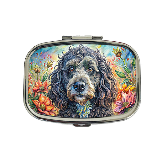Portuguese Water Dog French Bohemian Art Travel Pill Box Case