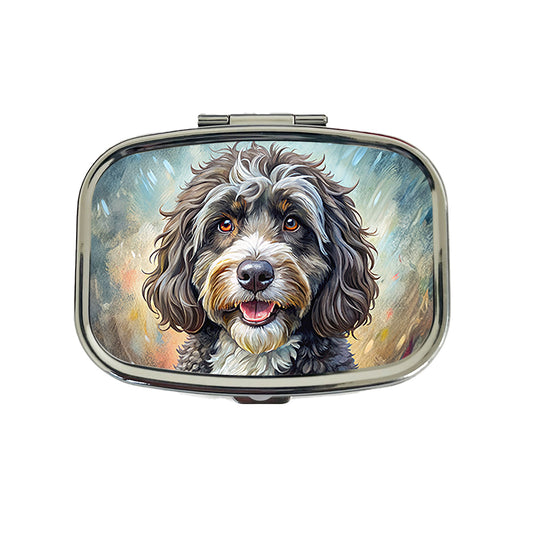 Portuguese Water Dog Illustration Travel Pill Box Case