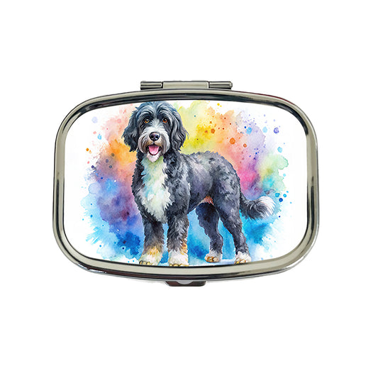 Portuguese Water Dog Watercolor Style Travel Pill Box Case