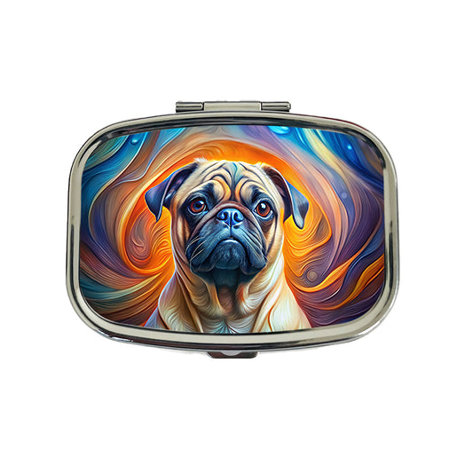 Pug Dog Abstract Art Travel Pill Box Case