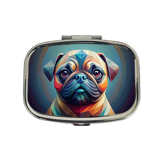 Pug Dog Abstract Stylized Art Travel Pill Box Case