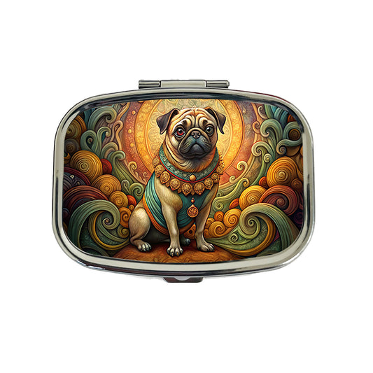 Pug Dog Art Nouveau Travel Pill Box Case