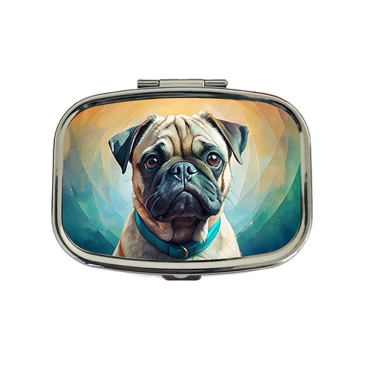 Pug Dog Contemporary Art Travel Pill Box Case