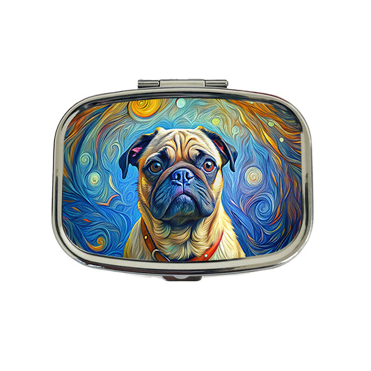 Pug Dog Expressionism Art Travel Pill Box Case
