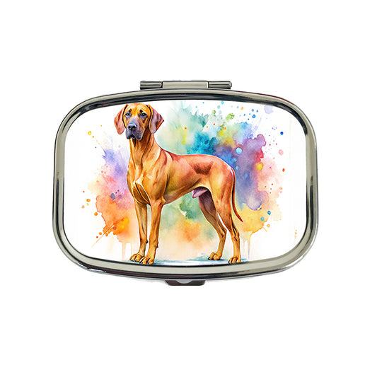 Rhodesian Ridgeback Dog Watercolor Style Travel Pill Box Case