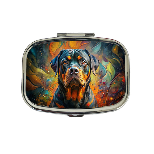 Rottweiler Dog Abstract Art Travel Pill Box Case
