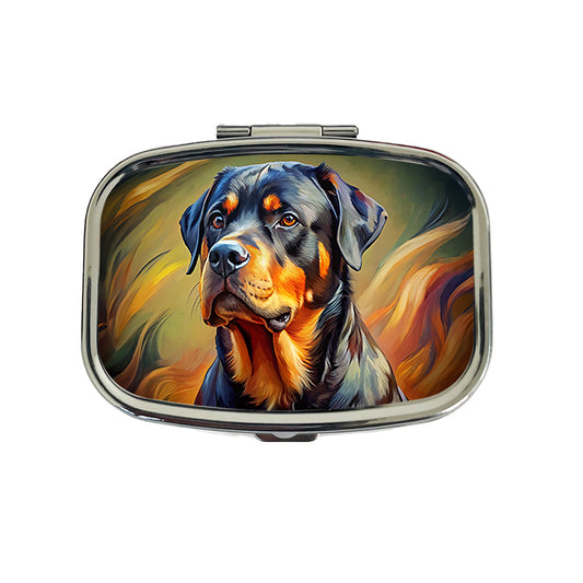Rottweiler Dog Expressionism Art Travel Pill Box Case