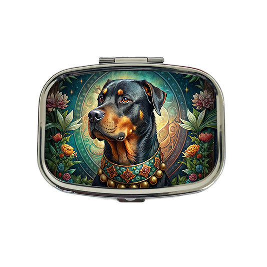Rottweiler Dog French Bohemian Art Travel Pill Box Case
