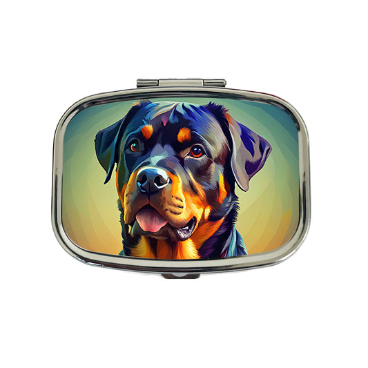 Rottweiler Dog Pop Art Travel Pill Box Case