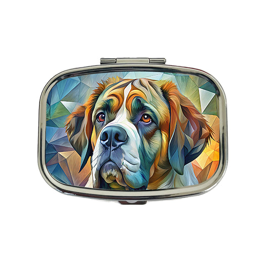 Saint Bernard Dog Abstract Art Travel Pill Box Case