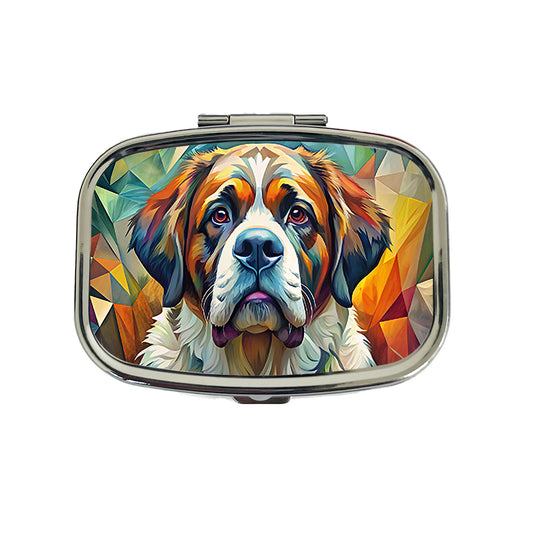 Saint Bernard Dog Abstract Stylized Art Travel Pill Box Case