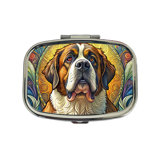 Saint Bernard Dog Art Nouveau Travel Pill Box Case