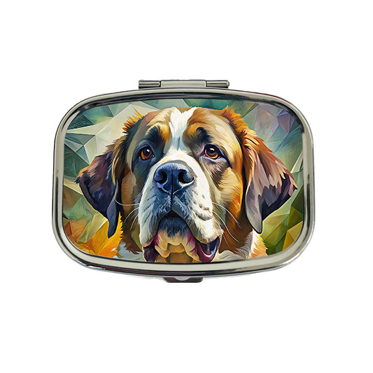 Saint Bernard Dog Contemporary Art Travel Pill Box Case