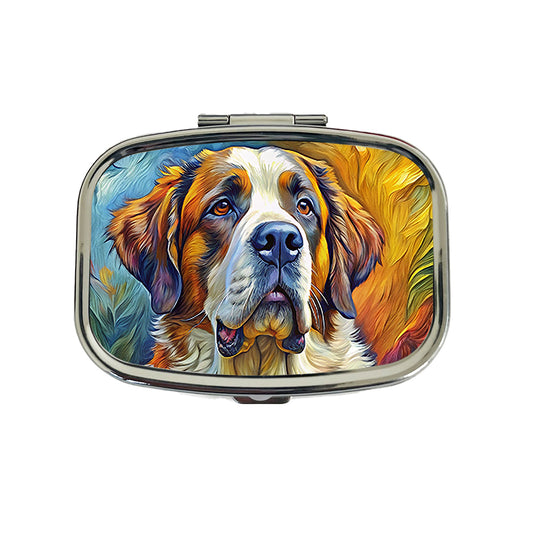 Saint Bernard Dog Expressionism Art Travel Pill Box Case