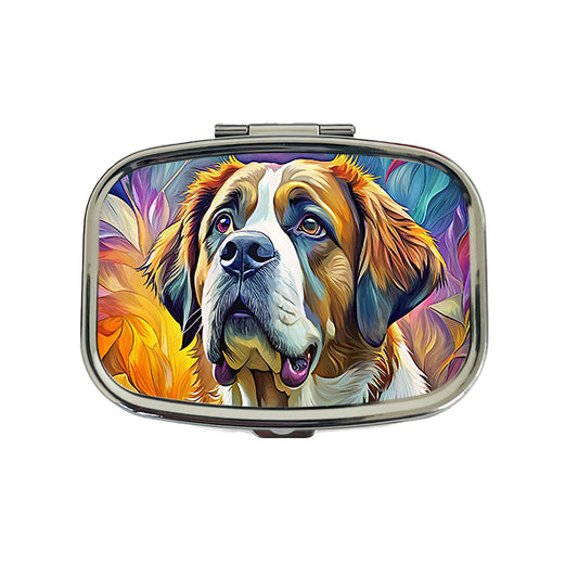 Saint Bernard Dog Pop Art Travel Pill Box Case