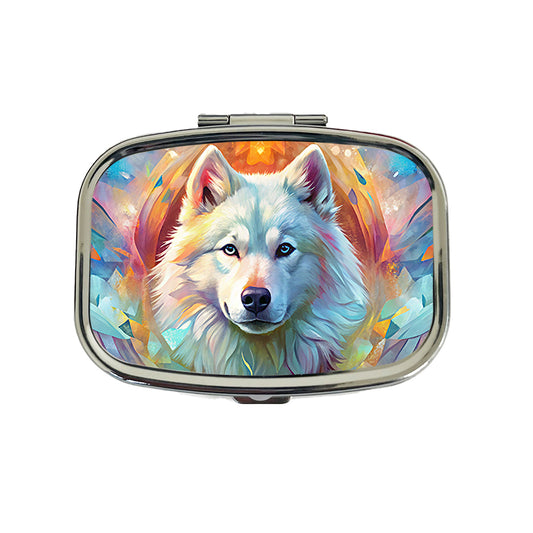 Samoyed Dog Abstract Art Travel Pill Box Case