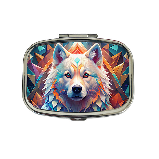 Samoyed Dog Abstract Stylized Art Travel Pill Box Case