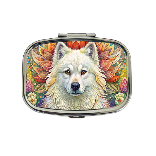 Samoyed Dog Bohemian Art Travel Pill Box Case