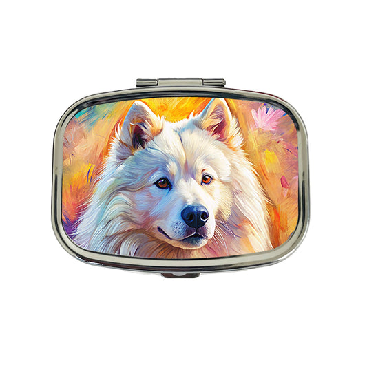 Samoyed Dog Expressionism Art Travel Pill Box Case