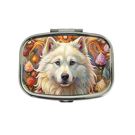 Samoyed Dog French Bohemian Art Travel Pill Box Case