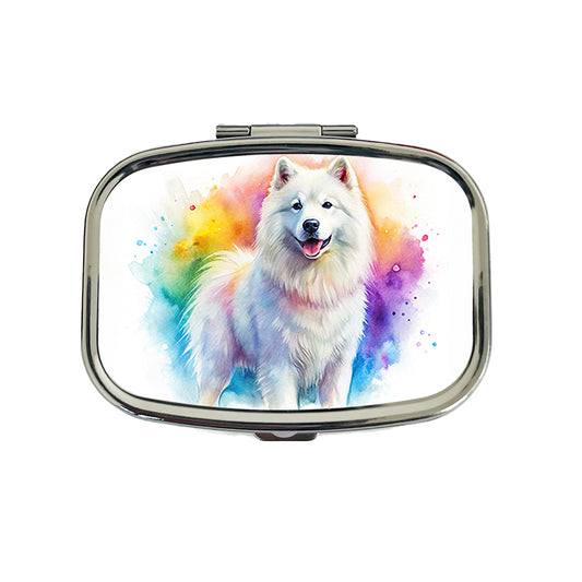 Samoyed Dog Watercolor Style Travel Pill Box Case