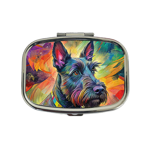Scottish Terrier Dog Abstract Art Travel Pill Box Case