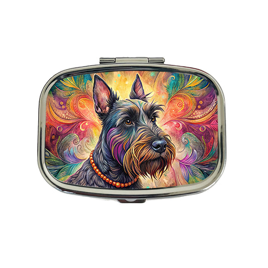 Scottish Terrier Dog Bohemian Art Travel Pill Box Case